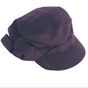 Unbranded Lambswool Brim Hat One Size Purple Bow Newsboy Cap